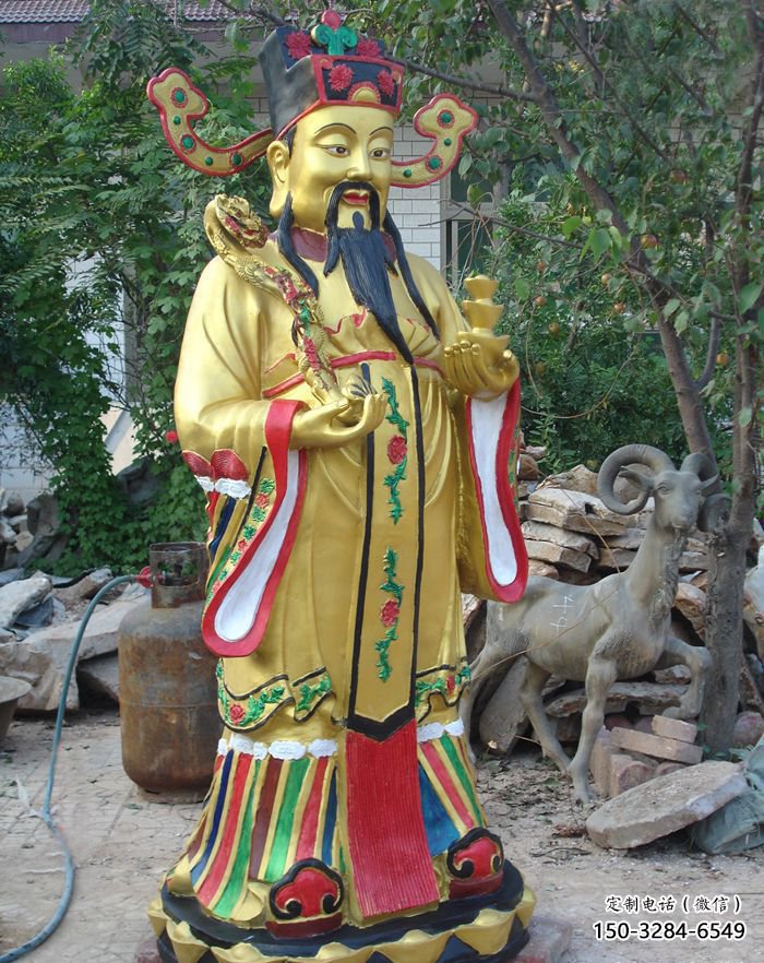 文財神雕塑廠家，彩繪玻璃鋼佛像，寺廟佛像小品