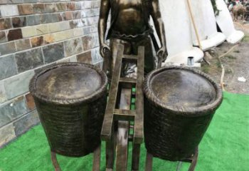 推車雕塑廠家,公園仿真人物小品,古代仿銅人物雕塑制作