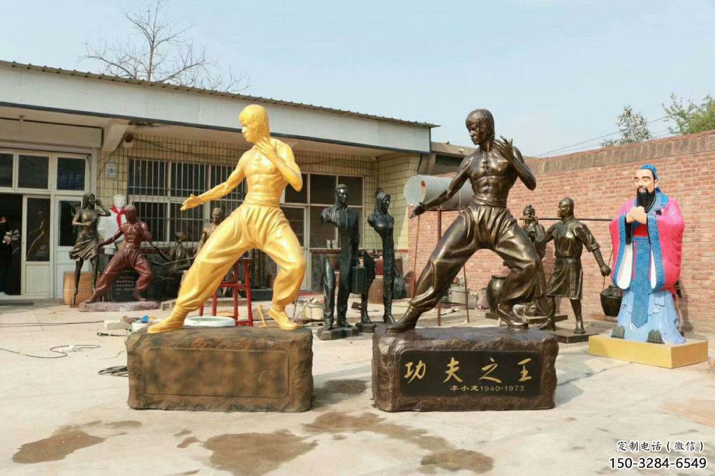 李小龍雕塑廠家，功夫人物擺件，玻璃鋼仿古人物小品