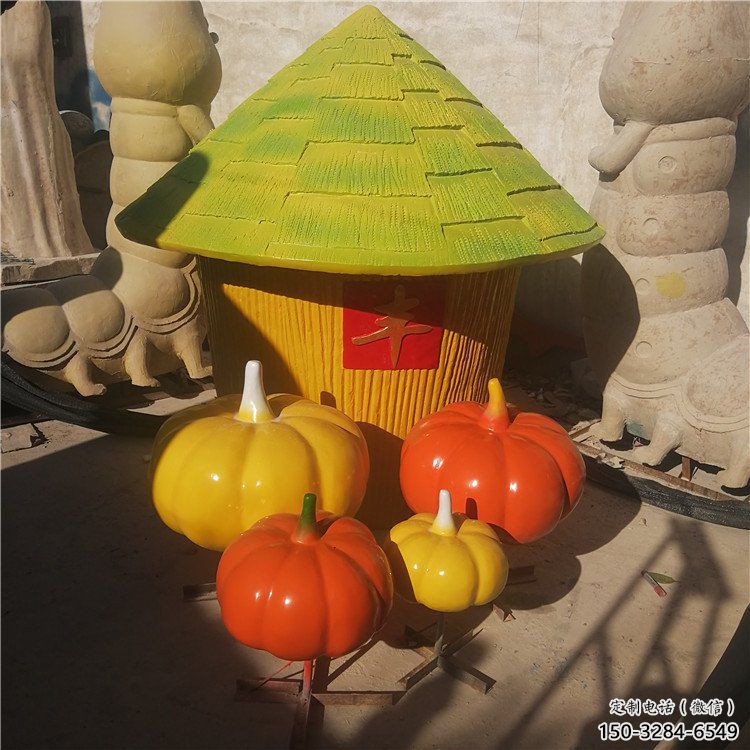 糧盾雕塑廠家，彩繪豐收主題雕塑，農(nóng)耕題材雕塑小品