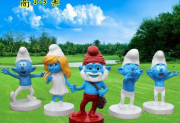 藍精靈雕塑廠家，動漫影視劇小品，彩繪玻璃鋼雕塑制作