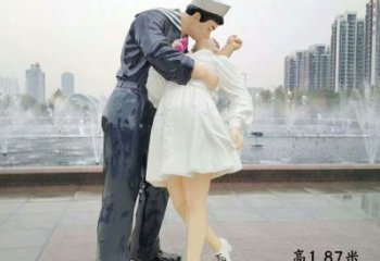 愛情雕塑廠家，愛情人物雕塑小品，情侶親吻雕塑擺件