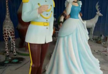 公主雕塑廠家,卡通主題雕塑,玻璃鋼愛情人物小品