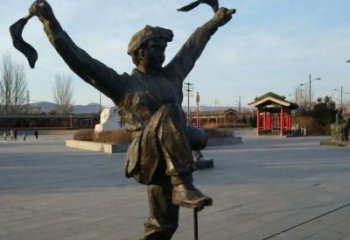 扭秧歌雕塑廠家,廣場民俗人物小品,仿銅扭秧歌雕塑廠