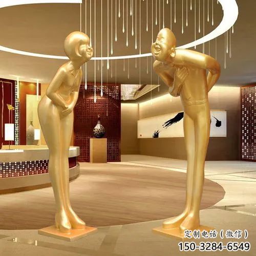 迎賓雕塑廠家，大型飯店酒店人物擺件，禮儀文化雕塑小品