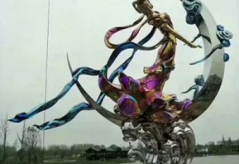 嫦娥奔月雕塑廠家，神話愛情人物小品，公園廣場雕塑