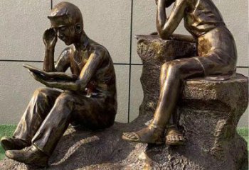 讀書娃雕塑廠家,校園人物雕塑小品,玻璃鋼讀書娃雕塑