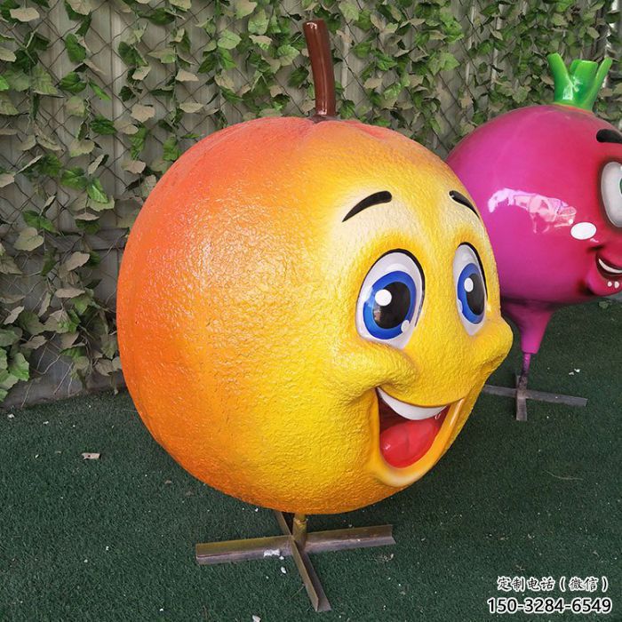 檸檬雕塑廠家，卡通水果擺件，玻璃鋼彩繪檸檬雕塑