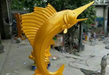 劍魚雕塑廠家，仿真玻璃鋼劍魚雕塑，創意動物擺件