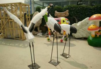 仙鶴雕塑廠家，公園仿真鳥禽，玻璃鋼仿真仙鶴雕塑廠