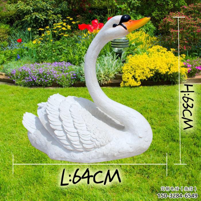 天鵝雕塑廠家，仿真動(dòng)物小品，庭院玻璃鋼天鵝雕塑