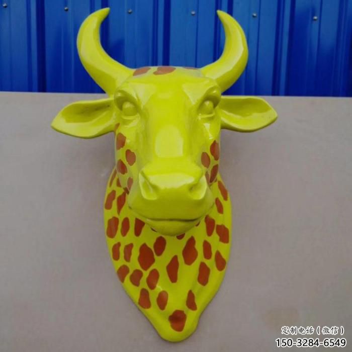 牛角雕塑廠家，壁掛動物頭像，仿真牛角雕塑制作