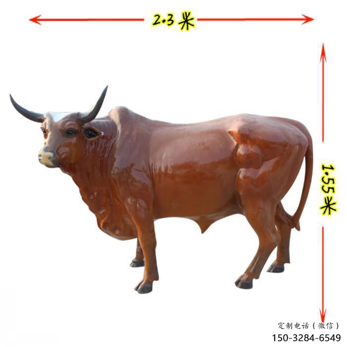 黃牛雕塑廠家，玻璃鋼仿真黃牛雕塑制作廠家