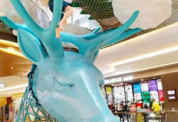 鹿頭雕塑廠家，商場動物美陳，玻璃鋼鹿頭雕塑生產商