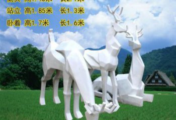 小鹿雕塑廠家，幾何工藝動物擺件，玻璃鋼小鹿雕塑廠