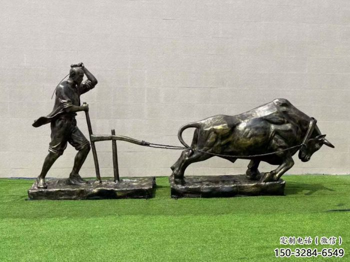 仿古農耕牛雕塑廠家 庭院彩繪雕塑 田間小品 仿古農耕牛雕塑廠家 庭院彩繪雕塑 田間小品