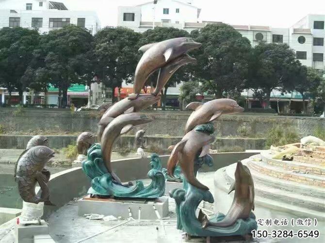 古銅色海豚雕塑廠家 大型城市雕塑 商業街擺件 古銅色海豚雕塑廠家 大型城市雕塑 商業街擺件