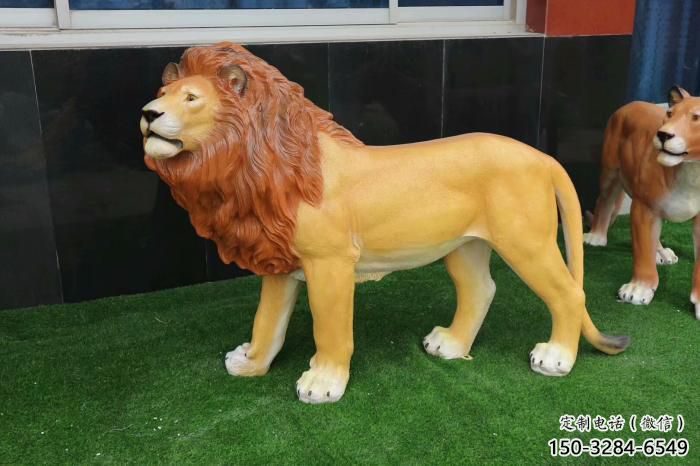 彩繪獅子雕塑 仿真動物雕塑 步行街擺件