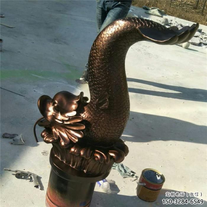古銅色金魚雕塑 大型城市雕塑 商業街擺件