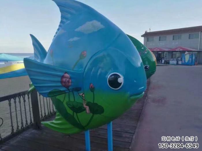 幾何金魚雕塑 庭院仿真雕塑 彩繪擺件
