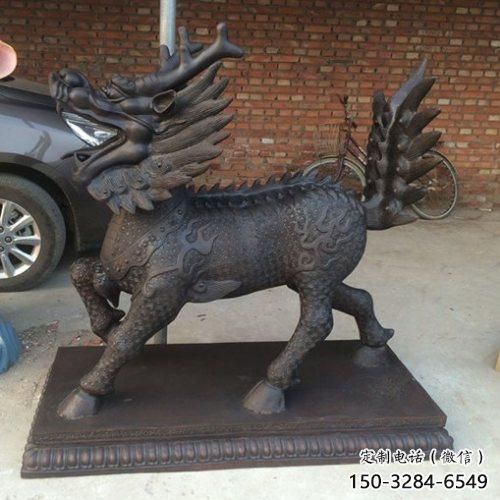 古銅色獨角獸雕塑 大型城市雕塑 商業(yè)街擺件