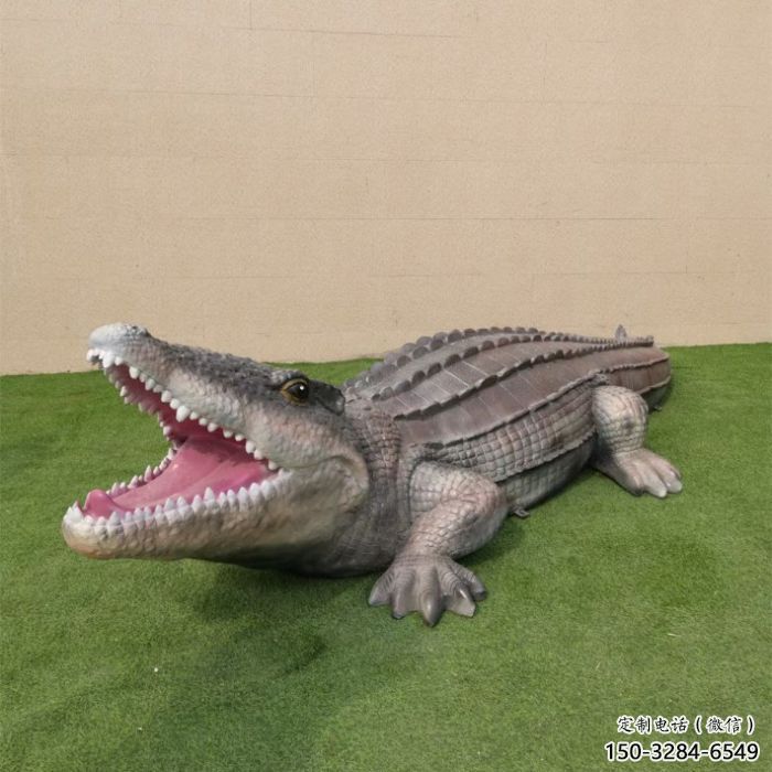 抽象鱷魚雕塑 店門口彩繪雕塑 步行街擺件 抽象鱷魚雕塑 店門口彩繪雕塑 步行街擺件