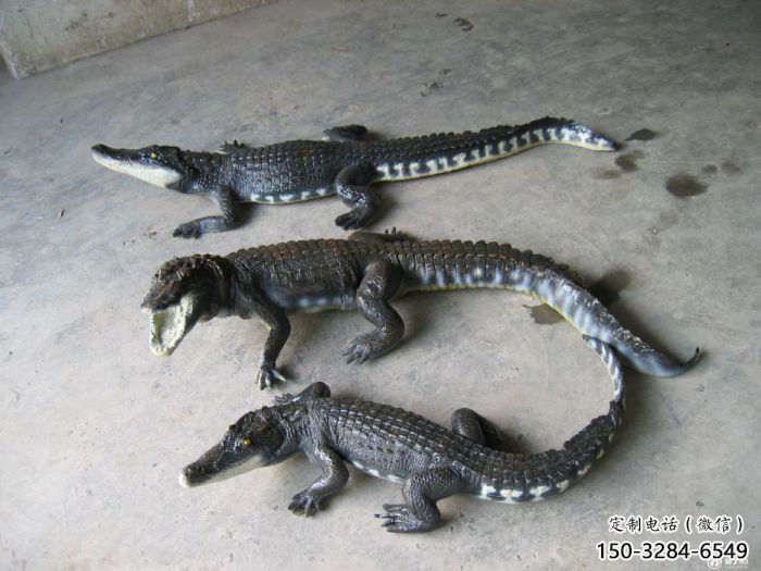 庭院鱷魚雕塑 城市古銅色雕塑 動物小品
