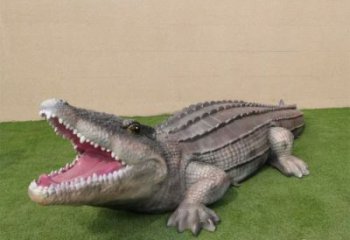 抽象鱷魚雕塑 店門口彩繪雕塑 步行街擺件