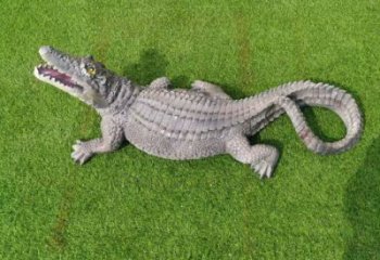 幾何鱷魚雕塑 庭院仿真雕塑 彩繪擺件