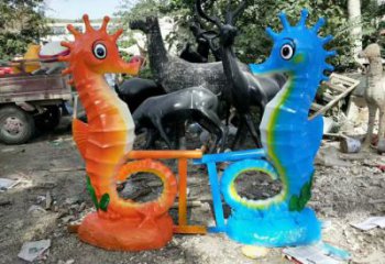 彩繪海馬雕塑 仿真動物雕塑 步行街擺件