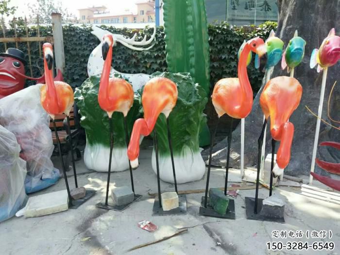 公園火烈鳥雕塑 酒店門口雕塑 彩繪擺件 公園火烈鳥雕塑 酒店門口雕塑 彩繪擺件