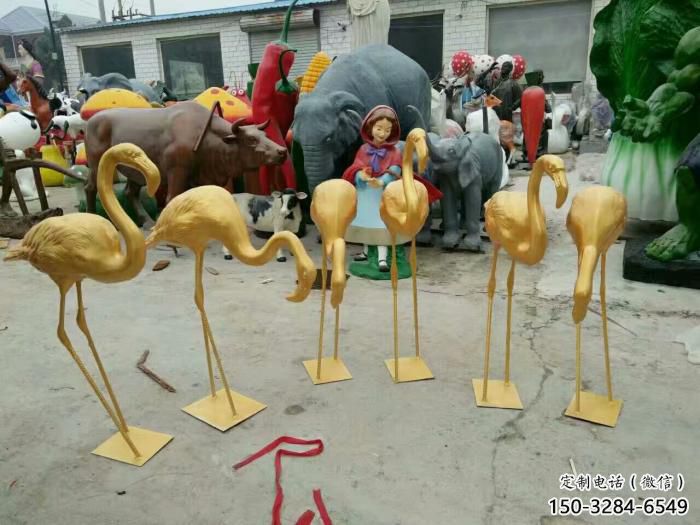 酒店火烈鳥雕塑 庭院仿真雕塑 彩繪小品 酒店火烈鳥雕塑 庭院仿真雕塑 彩繪小品