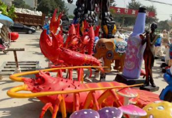 酒店龍蝦雕塑 庭院仿真雕塑 彩繪小品