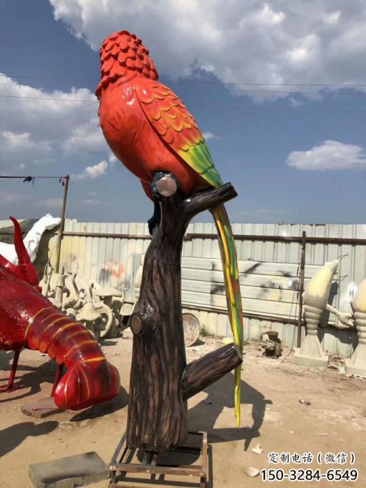 公園鸚鵡雕塑 酒店門口雕塑 彩繪擺件 公園鸚鵡雕塑 酒店門口雕塑 彩繪擺件