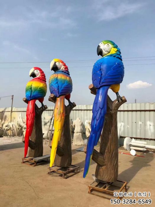 園林鸚鵡雕塑 城市廣場雕塑 步行街擺件 園林鸚鵡雕塑 城市廣場雕塑 步行街擺件