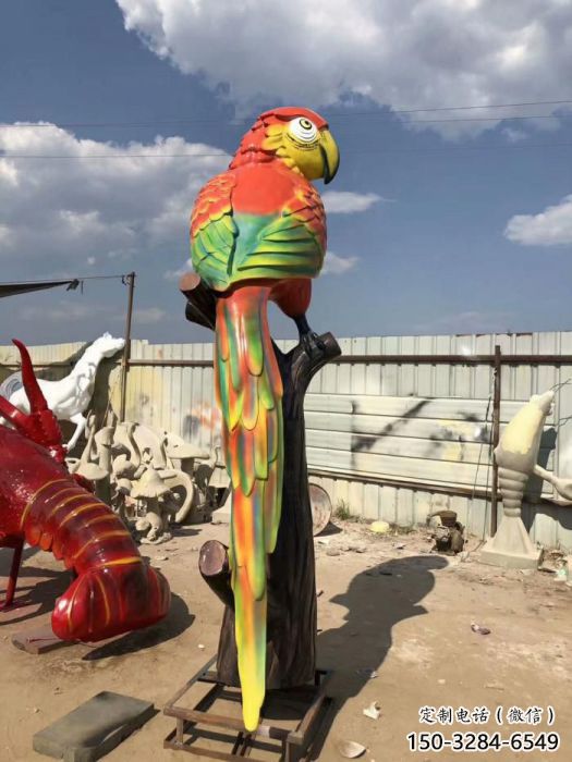 園林鸚鵡雕塑 田間彩繪雕塑 仿真擺件 園林鸚鵡雕塑 田間彩繪雕塑 仿真擺件