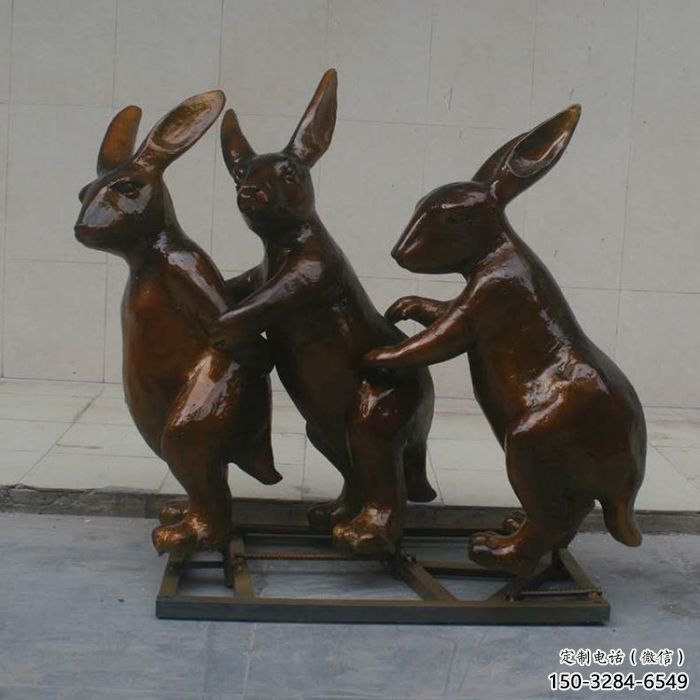 大型大白兔雕塑 商業街廣場雕塑 古銅色擺件
