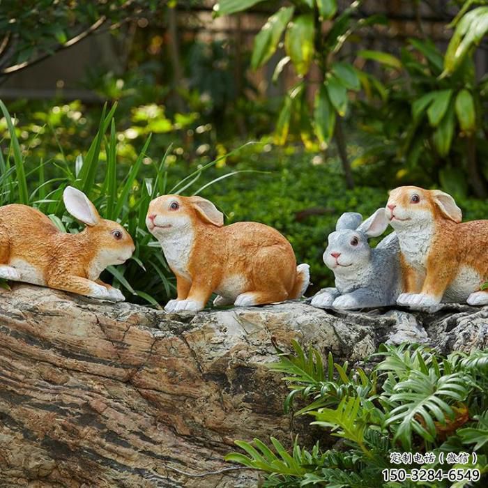 彩繪大白兔雕塑 仿真雕塑 步行街擺件