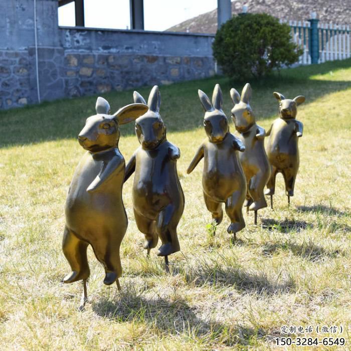 古銅色大白兔雕塑 大型城市雕塑 商業(yè)街?jǐn)[件