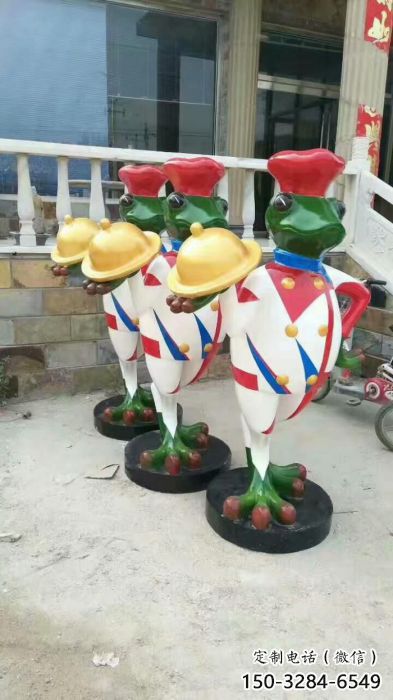 庭院青蛙雕塑 城市古銅色雕塑 卡通小品