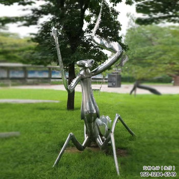 田間螳螂雕塑 彩繪仿真雕塑 園林擺件