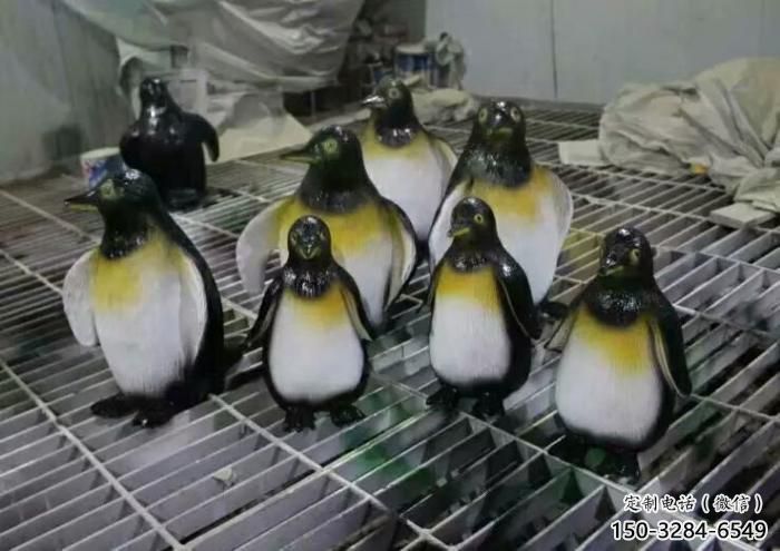 庭院企鵝雕塑 城市古銅色雕塑 動物小品