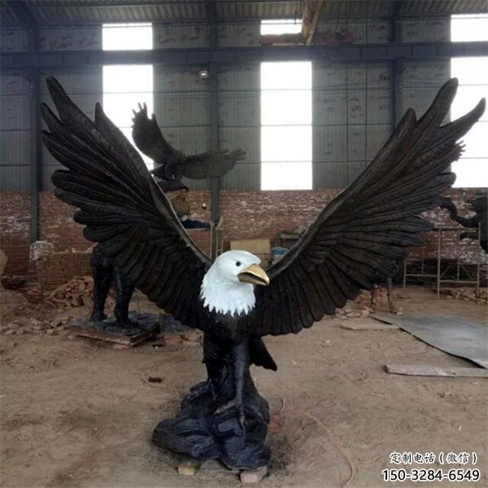 彩繪老鷹雕塑 仿真動(dòng)物雕塑 步行街?jǐn)[件