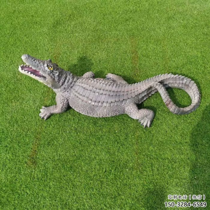 幾何鱷魚雕塑 庭院仿真雕塑 彩繪擺件