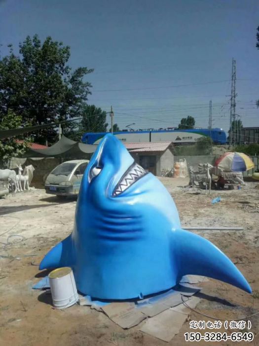 彩繪魚頭雕塑 仿真生物雕塑 步行街擺件