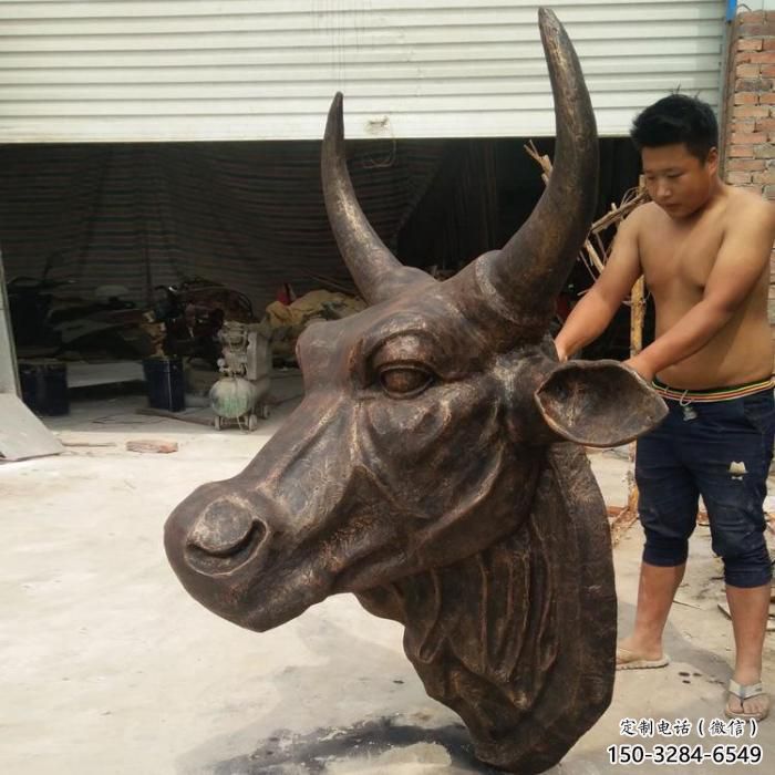 幾何牛角雕塑 庭院仿真雕塑 彩繪擺件