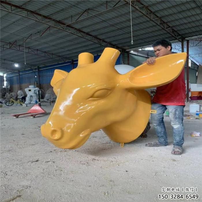 公園牛頭雕塑 酒店門口雕塑 彩繪擺件 公園牛頭雕塑 酒店門口雕塑 彩繪擺件