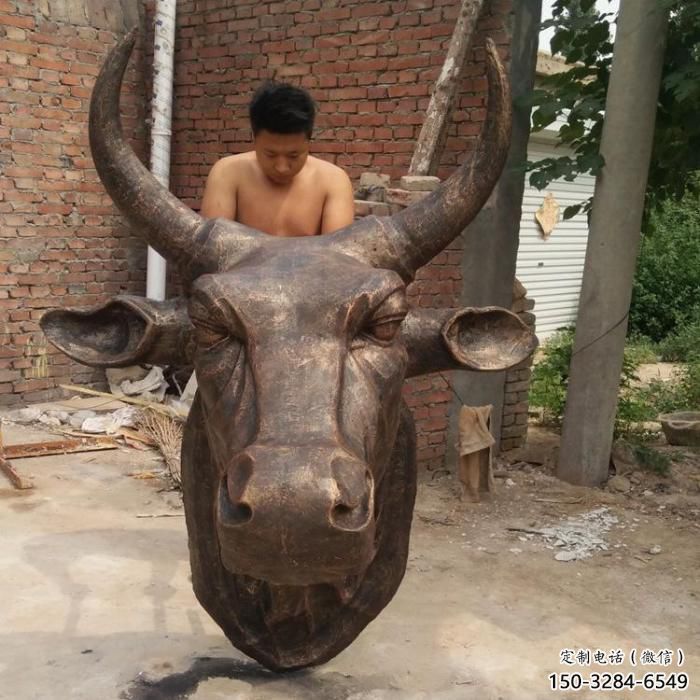 園林牛頭雕塑 田間彩繪雕塑 仿真擺件 園林牛頭雕塑 田間彩繪雕塑 仿真擺件