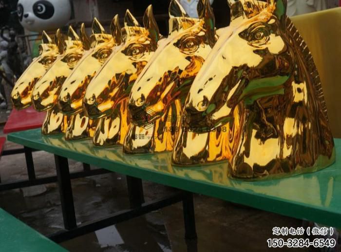 抽象馬頭雕塑 店門口彩繪雕塑 步行街擺件 抽象馬頭雕塑 店門口彩繪雕塑 步行街擺件