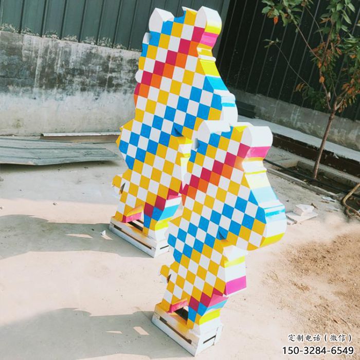 幾何馬頭雕塑 庭院仿真雕塑 彩繪擺件